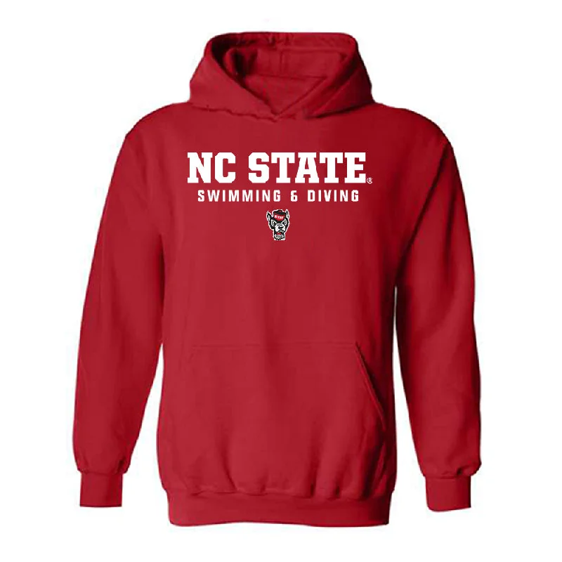 NC State - NCAA Women's Swimming & Diving : Erika Pelaez - Classic Shersey Hooded Sweatshirt Hoodie with Raw Hem Edgy Unfinished