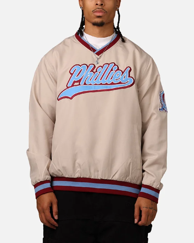 New Era Philadelphia Phillies Sports Classics Pullover Windbreaker Stone/OTC Crew Neck Wool