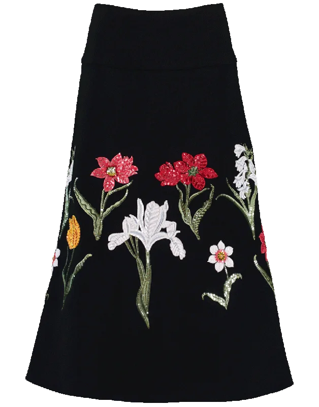 Floral Embroidered Skirt midi skirt versatile