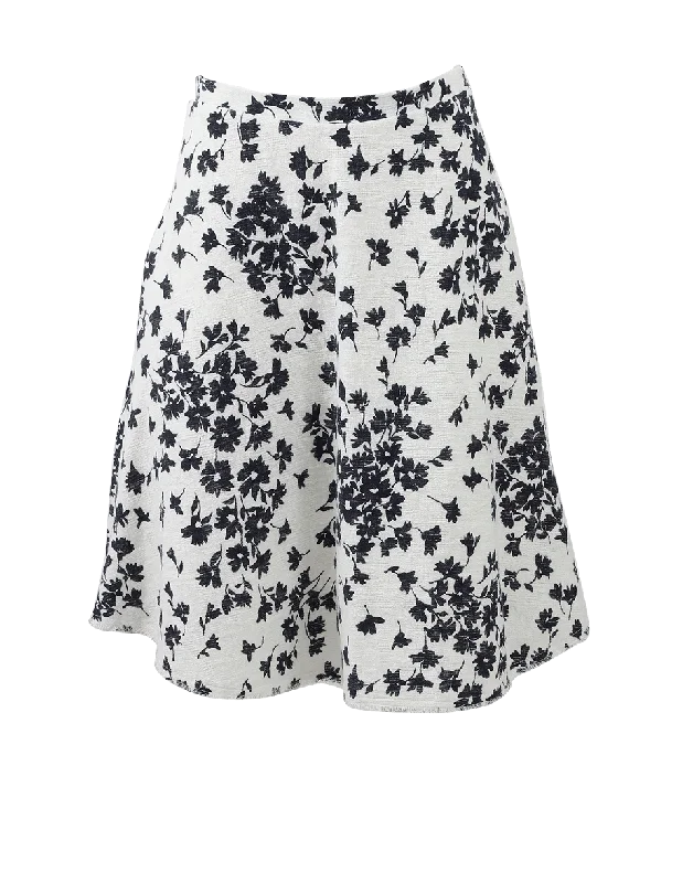 Floral Print Circle Skirt mini skirt trendy