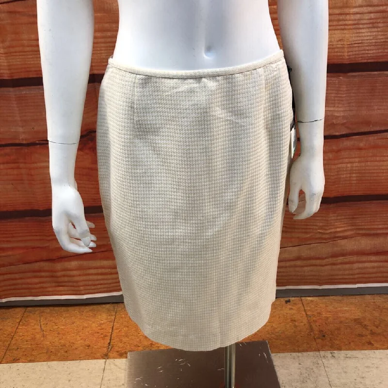 NWT CALVIN KLEIN WHITE GOLD HERRINGBONE SKIRT SIZE 8 PETITE high slit skirt