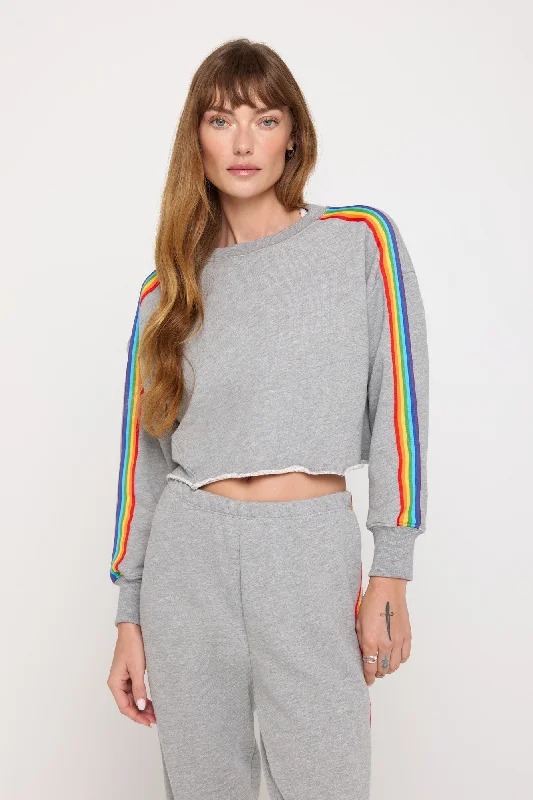 Rainbow Cropped Pullover Saggy Sleeve Comfort