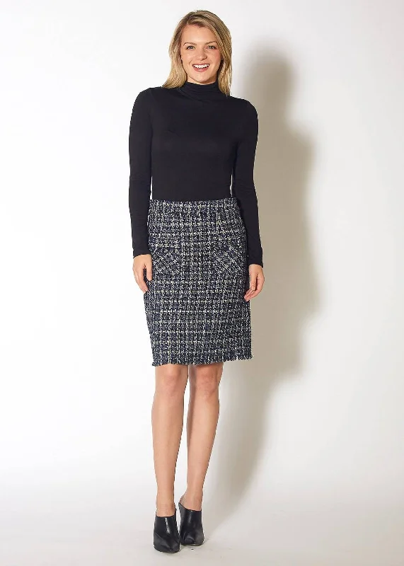 Women's High Rise Pencil Skirt in Navy Tweed lace skirt delicate