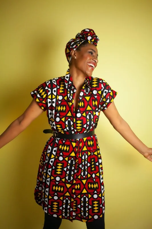 African Dress In Electric Red Samakaka Tunics Party sparkling