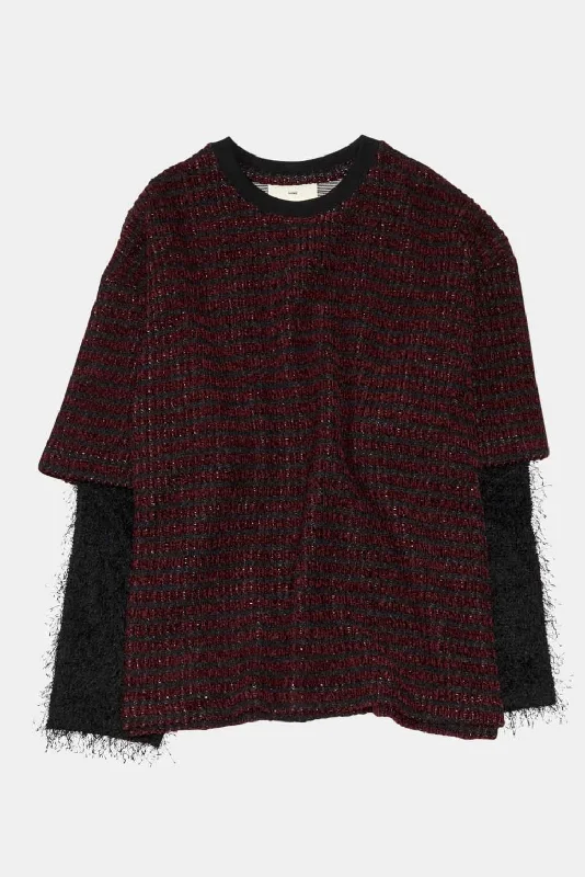 Double Layered Sleeves Pullover Wine Wide Sleeve Pullover