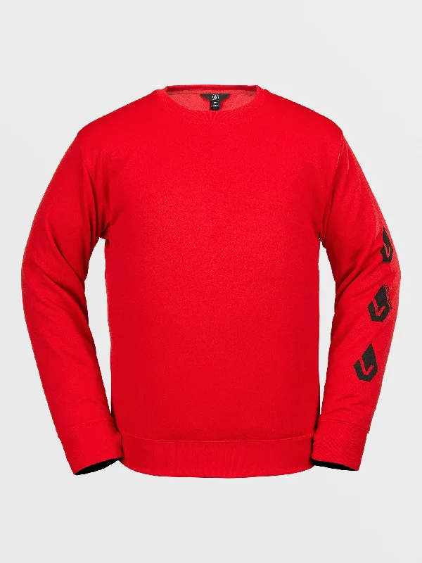 Mens Core Hydro Crew Pullover - Red Fitted Ribbed Sweater