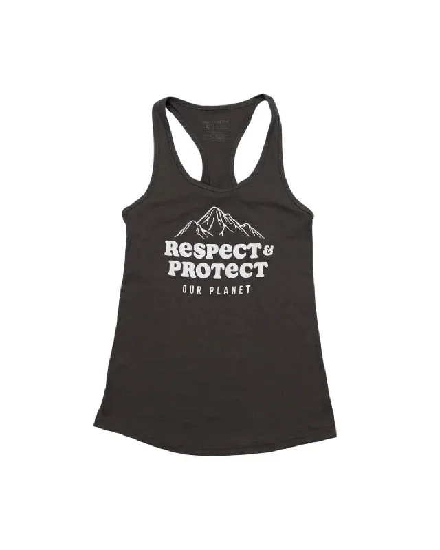 Respect & Protect Women's Racerback Tank | Dark Grey lime green tank