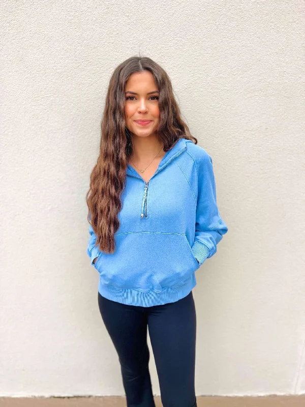 Simply Southern Scuba Pullover in Blue Slit Sleeve Stylish