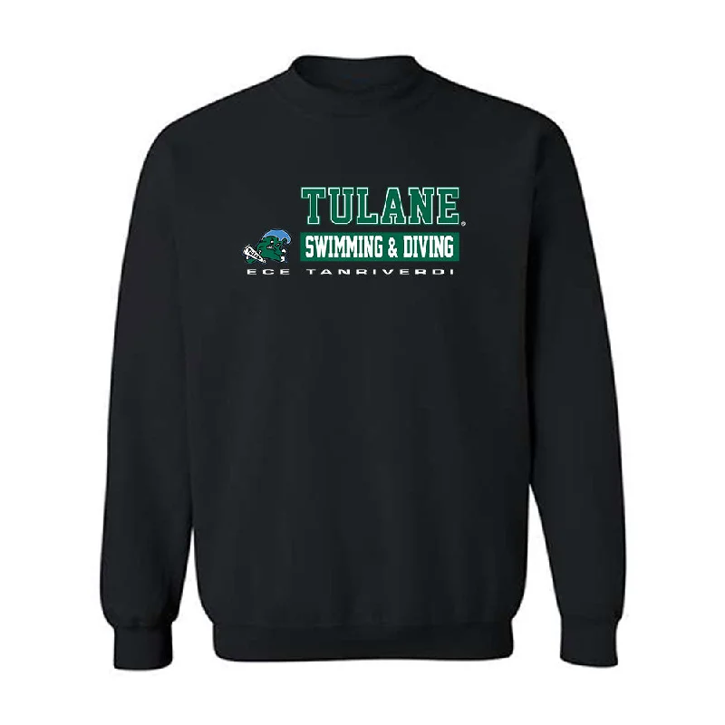 Tulane - NCAA Women's Swimming & Diving : Ece Tanriverdi - Classic Fashion Shersey Crewneck Sweatshirt Hoodie with Side Slits Relaxed Casual