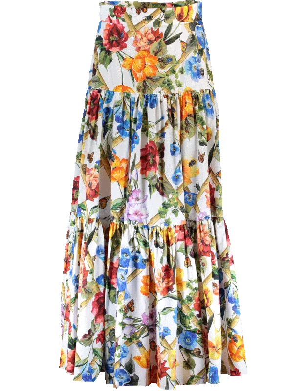 Bamboo Floral Maxi Skirt linen skirt natural