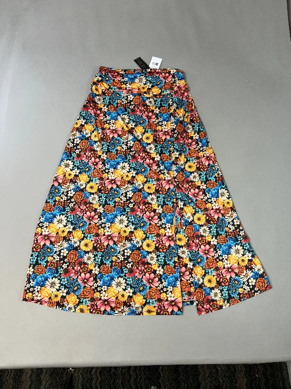 AFRM Gala High Waist Slit Midi Skirt Women's L Multi Wildflower AEB029575AU18 (New) belted skirt waist