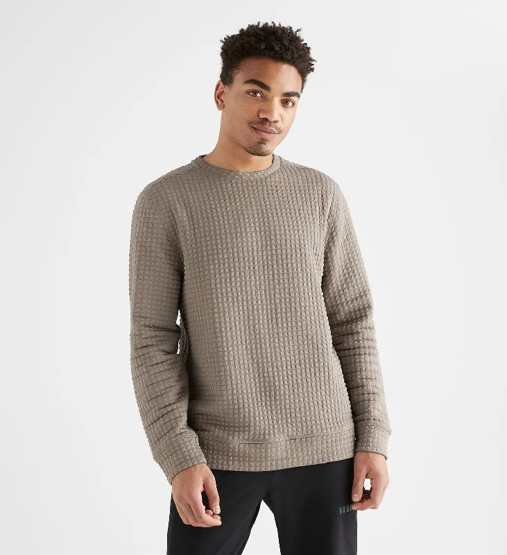 Men's Quilted Crew Pullover Scalloped Neck Pullover