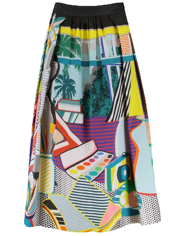 Bowless Printed Full Skirt leather skirt bold