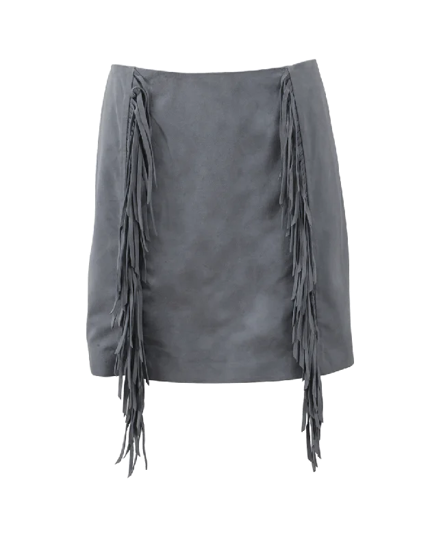 Suede Fringe Skirt leather skirt sleek