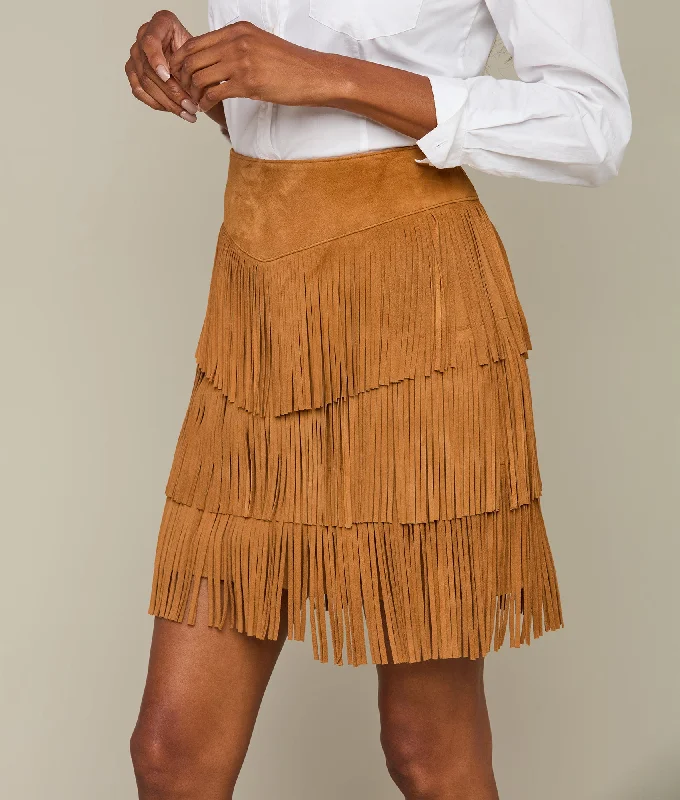 Annabelle Fringe Skirt :: Cinnamon belted skirt waist