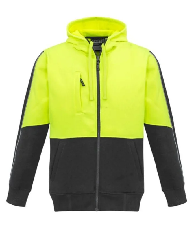 Unisex Hi Vis Full Zip Hoodie Hoodie with Longline Fit Extended Stylish