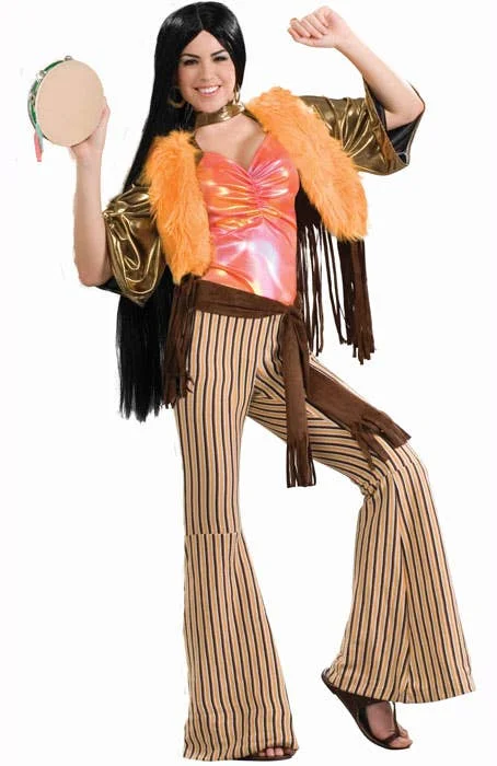 60s Babe Womens Cher Fancy Dress Costume Tunics Running lightweight