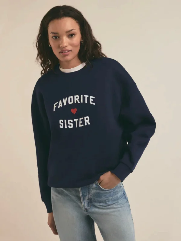 {Favorite Daughter} Favorite Sister Heart Logo Sweatshirt Hoodie with Distressed Vintage Worn