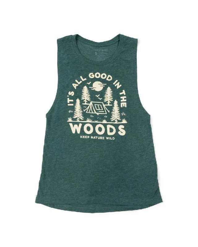 Good in the Woods Women's Muscle Tank | Forest high neck tank