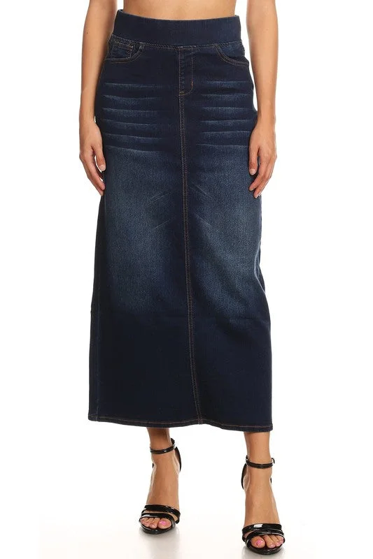 Ashleigh Maxi Denim Skirt in Dark Indigo- Misses, Plus and Extended Plus (S-5X) corduroy skirt comfortable