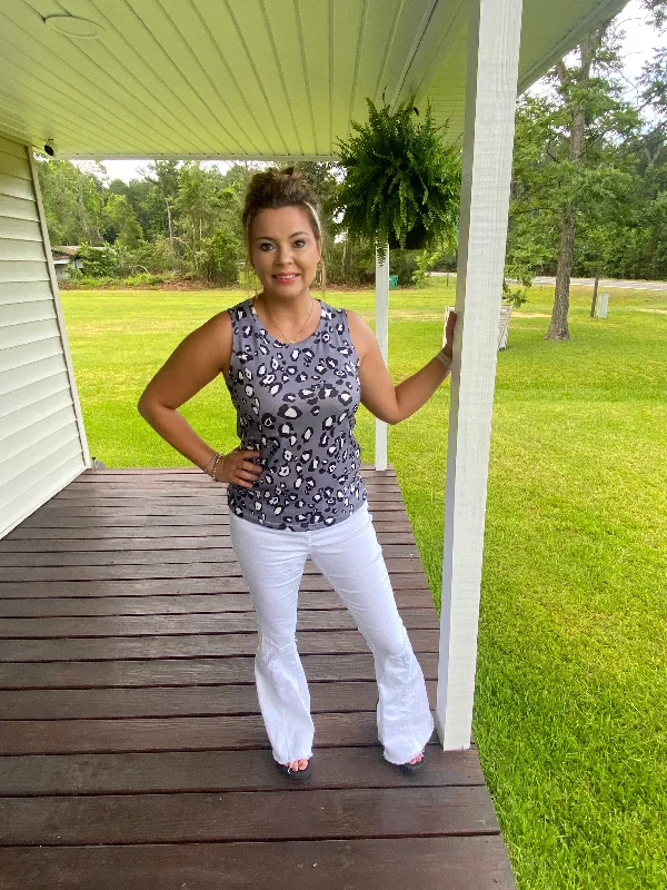 Gray Print Tank basic tank top