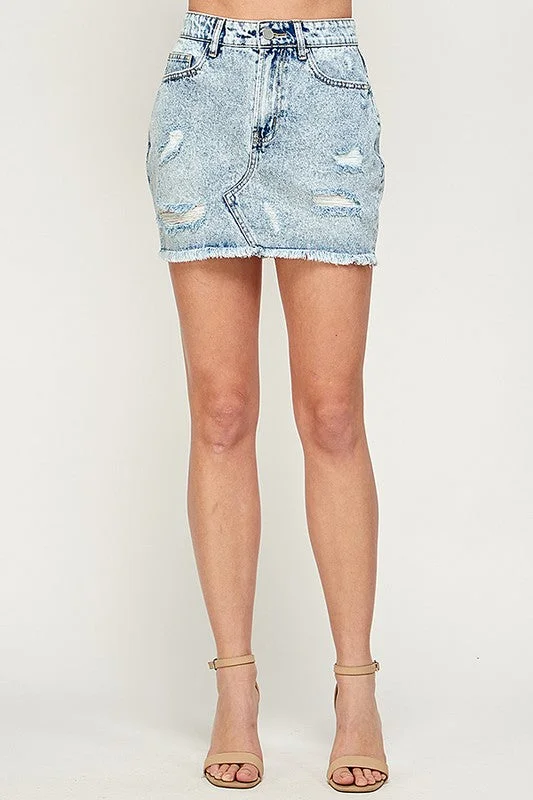 Blue Age High Waist Denim Mini Skirt chiffon skirt flowing