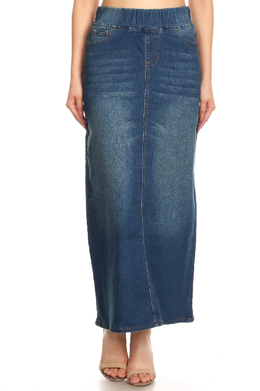 Ashleigh Maxi Denim Skirt in Vintage Wash- Misses (XS-L; 1X-3X) linen skirt relaxed