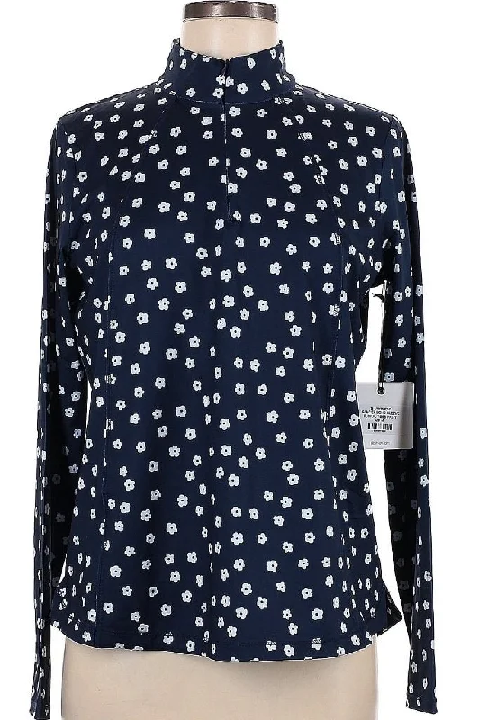 New Belyn Key Glacier Long Sleeve Floral Toss Print Pullover Size M MSP$136 Gathered Sleeve Pullover