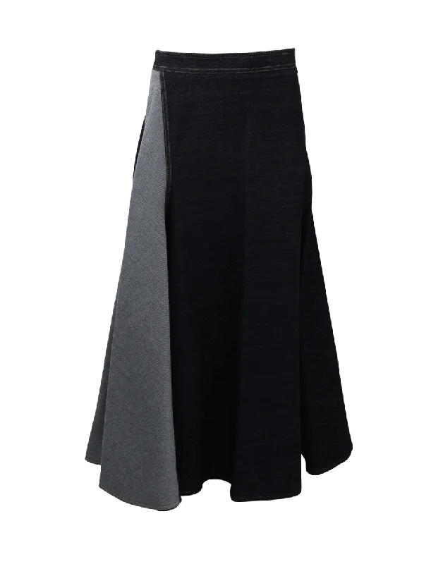 Bi Color Midi Skirt denim skirt classic