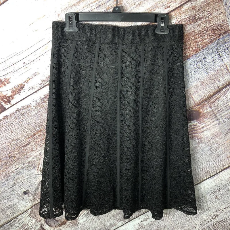 CHICOS BLK LACE RIBBED SKIRT SZ 0 NWT TCC a-line skirt cut