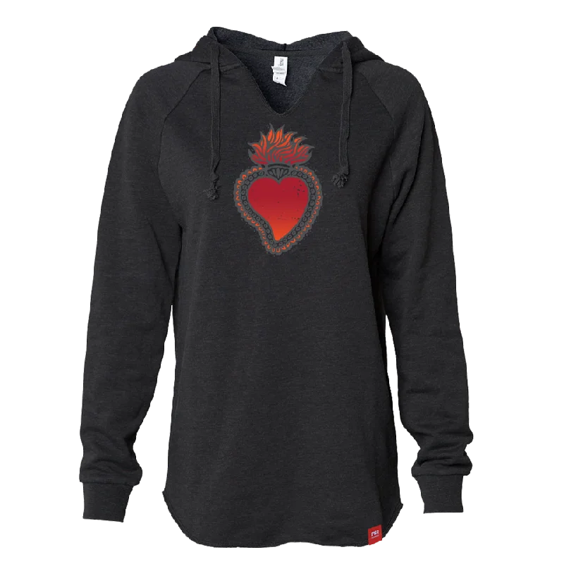 Women's Sacred Heart Fleece Pullover Bishop Sleeve Elegant