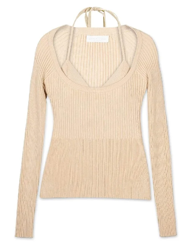 Jayline Compact Pullover  - Almond Slim Sleeve Pullover