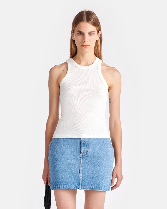 Herve - Ribbed-Jersey Tank Top - Off White mesh tank top