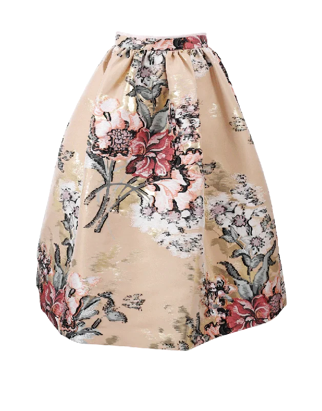 Floral Print Full Skirt low waist skirt