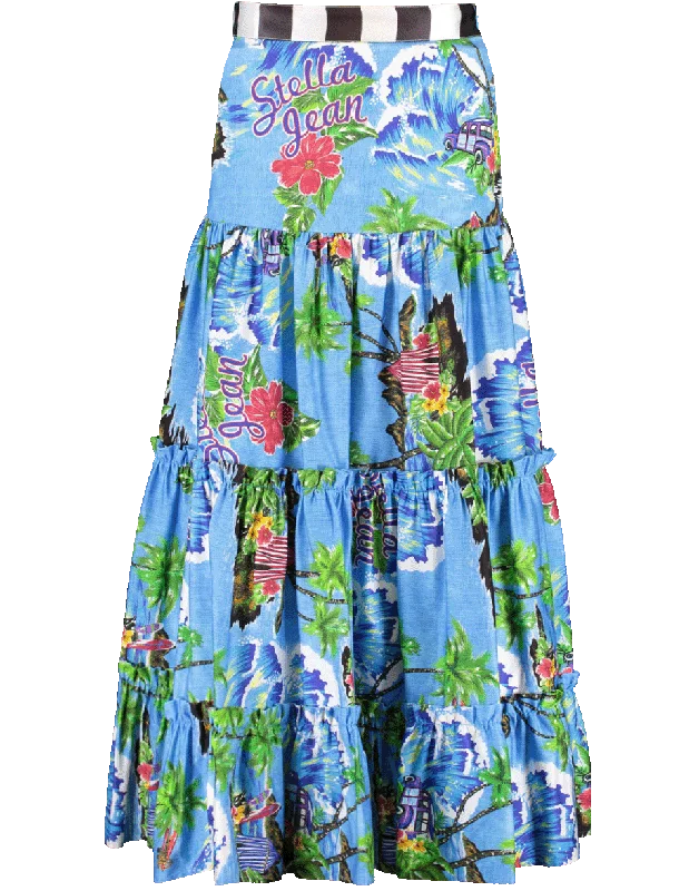 Tropical Print Drop Waist Skirt slim fit skirt