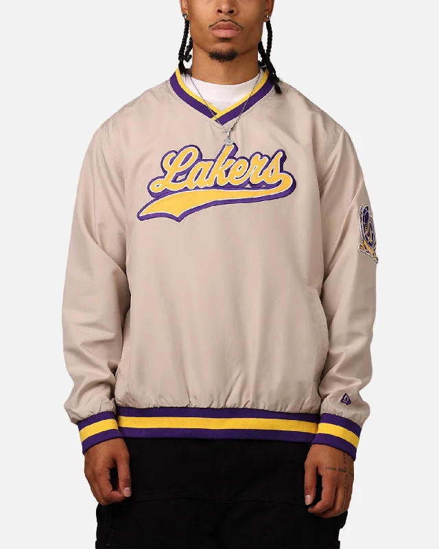 New Era Los Angeles Lakers Sports Classics Pullover Windbreaker Stone/OTC Boxy Neck Sweater