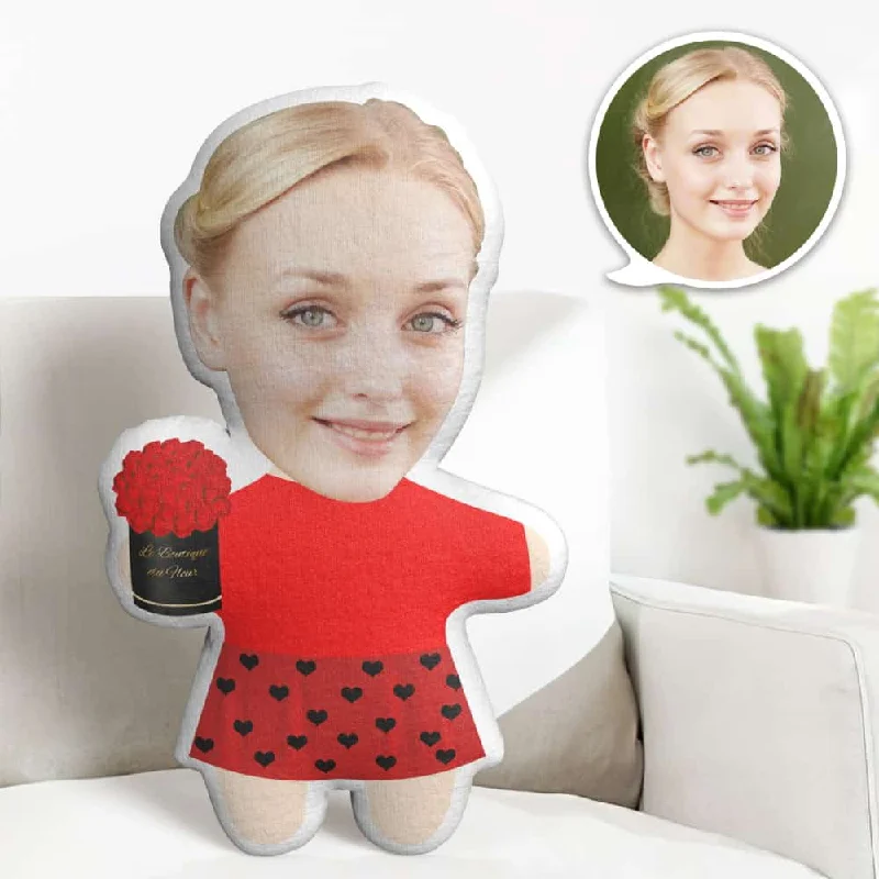 Custom Face Pillow, Cartoon Lady in Red Dress Face Doll, the Best Gift for Lover Crew Neckline Casual Custom Face Pillow, Cartoon Lady in Red Dress Face Doll, the Best Gift for Lover Crew Neckline Casual