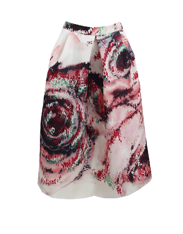 Watercolor Silk Skirt asymmetrical skirt cut