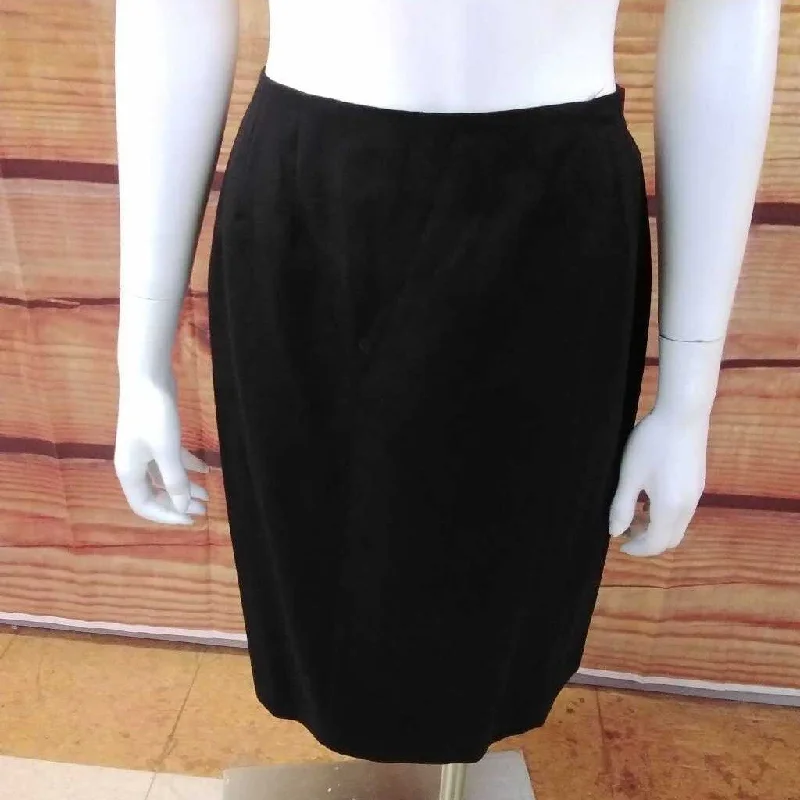 LINDA ALLARD ELLEN TRACY BLACK WOOL LINEN SKIRT SIZE 12 TCC leather skirt modern