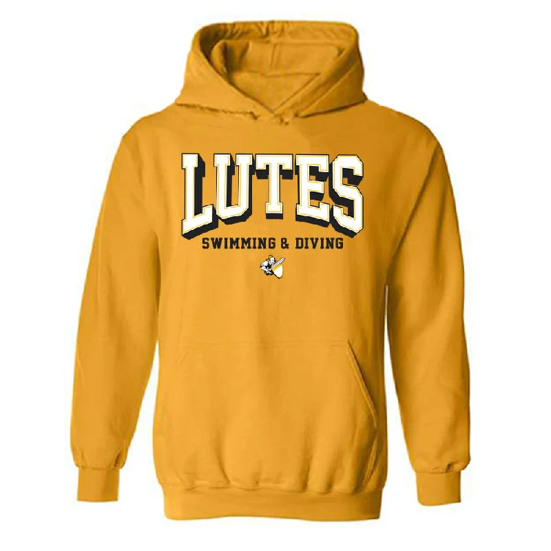 PLU - NCAA Women's Swimming & Diving : Ellie Cutting - Classic Shersey Hooded Sweatshirt Hoodie with Raw Hem Edgy Unfinished