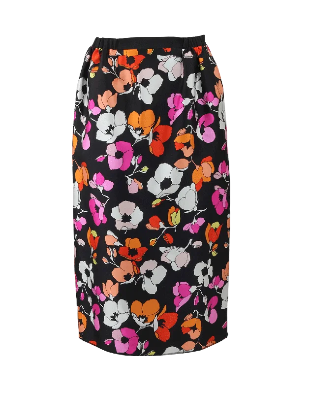 Poppy Print Pencil Skirt lightweight skirt design