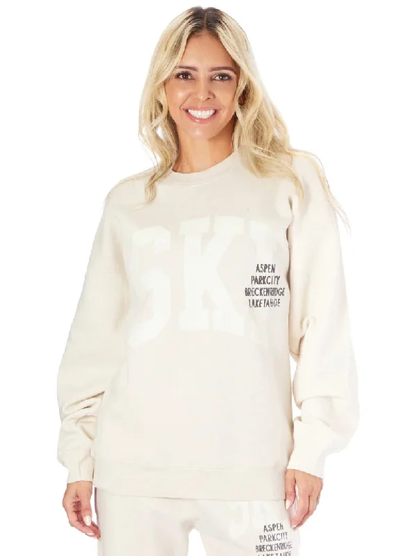 Ski Crewneck Sweatshirt Hoodie with Neon Bright Vibrant