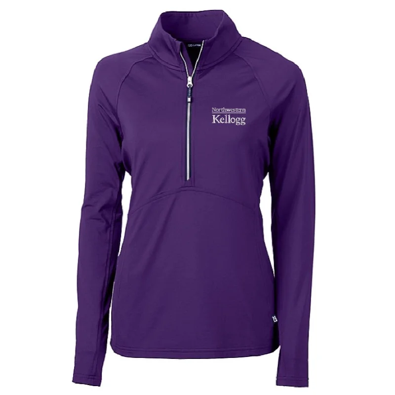 Northwestern Wildcats Women's Cutter & Buck Kellogg Adapt Eco Knit Half-Zip Purple Pullover Button Front Sweater