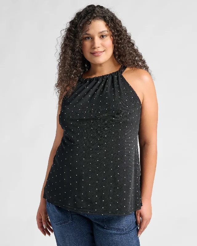 Plus Size Printed Halter Tank stretchy tank top