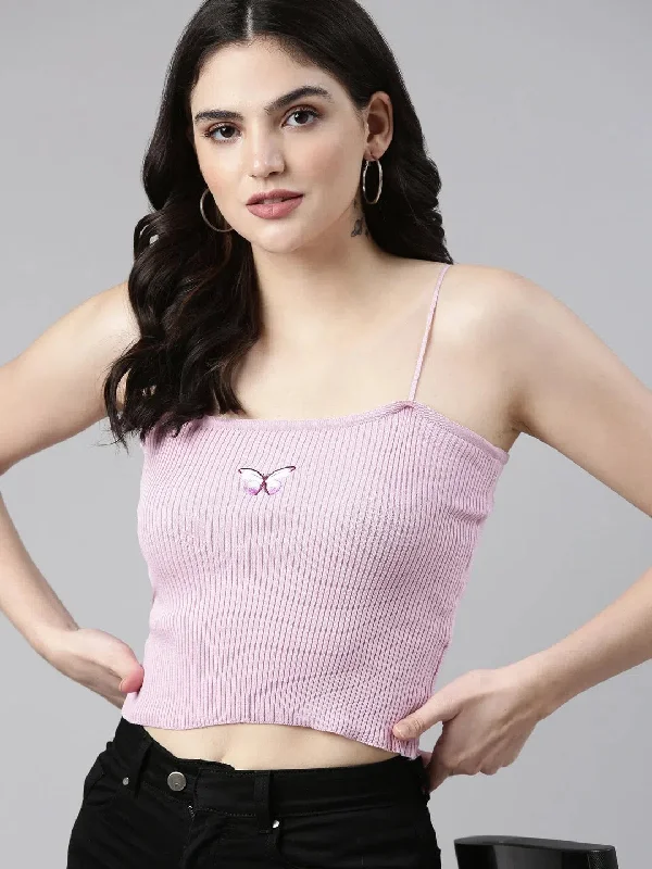 Shoulder Straps Solid Sleeveless Lavender Crop Tank Top-TD-10-Lavender metallic tank top Shoulder Straps Solid Sleeveless Lavender Crop Tank Top-TD-10-Lavender metallic tank top