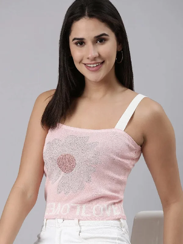 Shoulder Straps Embellished Sleeveless Pink Crop Tank Top-GF-0752-Pink breathable tank top Shoulder Straps Embellished Sleeveless Pink Crop Tank Top-GF-0752-Pink breathable tank top