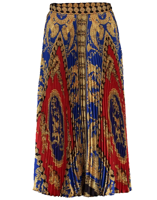 Printed Plisse Midi Skirt asymmetrical skirt cut