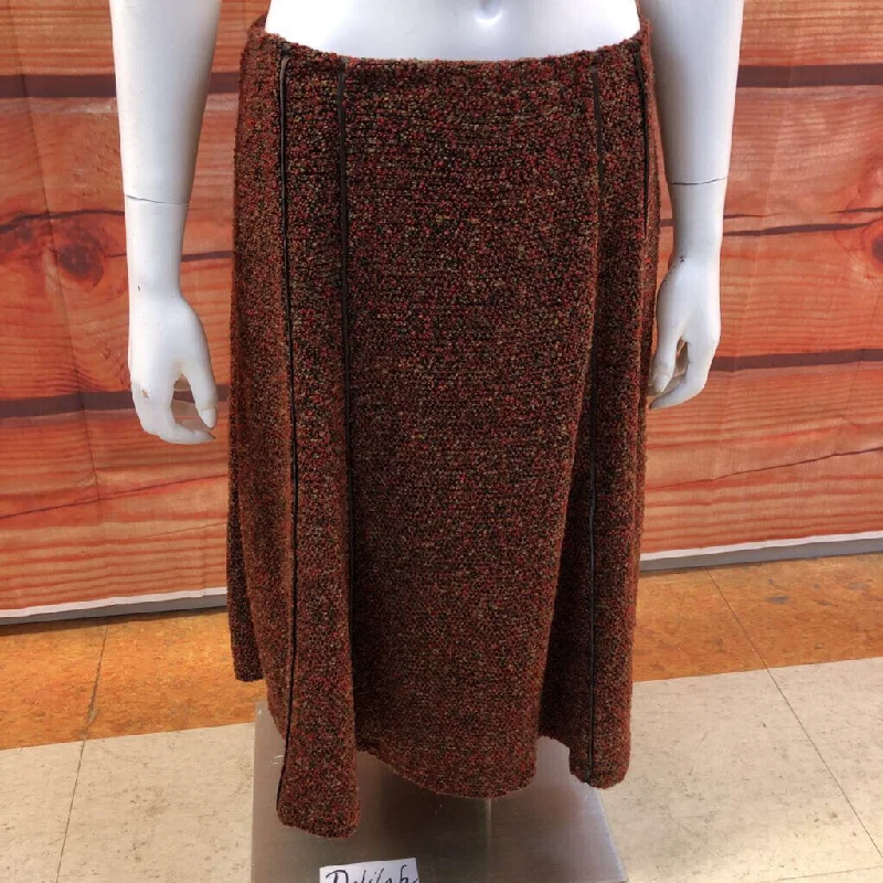 COLDWATER CREEK RED BROWN TWEED SKIRT SIZE SMALL TCC satin skirt smooth