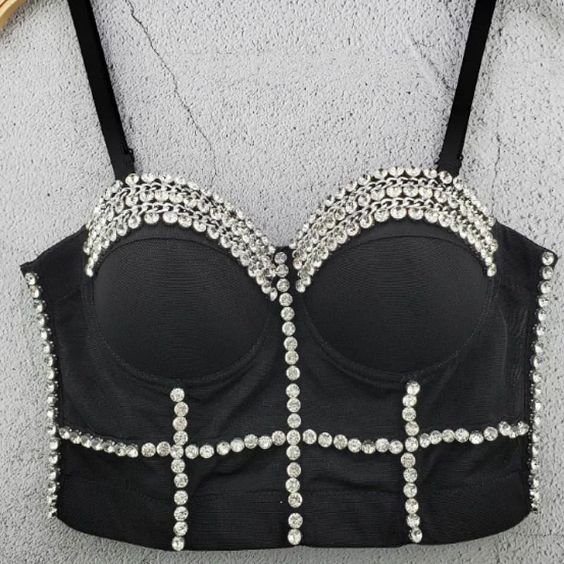 Wjczt Corset Top Women's Push UP Retro Beads Diamonds Vest Sexy Camisole Ins Push-up Europen Bandeau Top Binder Bra Sling Tank Top adorable tank top Wjczt Corset Top Women's Push UP Retro Beads Diamonds Vest Sexy Camisole Ins Push-up Europen Bandeau Top Binder Bra Sling Tank Top adorable tank top