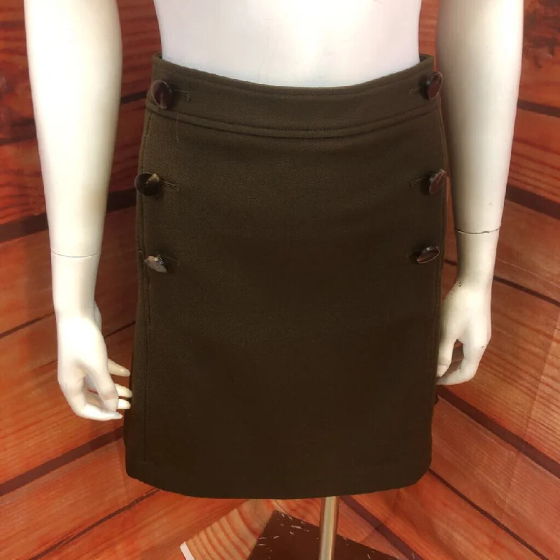 NWT ANN TAYLOR ARMY GREEN BUTTON SKIRT SIZE 16P TC3 asymmetrical skirt cut